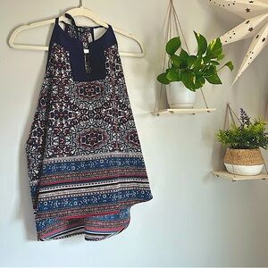 🩷ATHLETA MEDALLION DUNES GEO PATTERN TANK TOP HALTER TASSELS SIZE SMALL